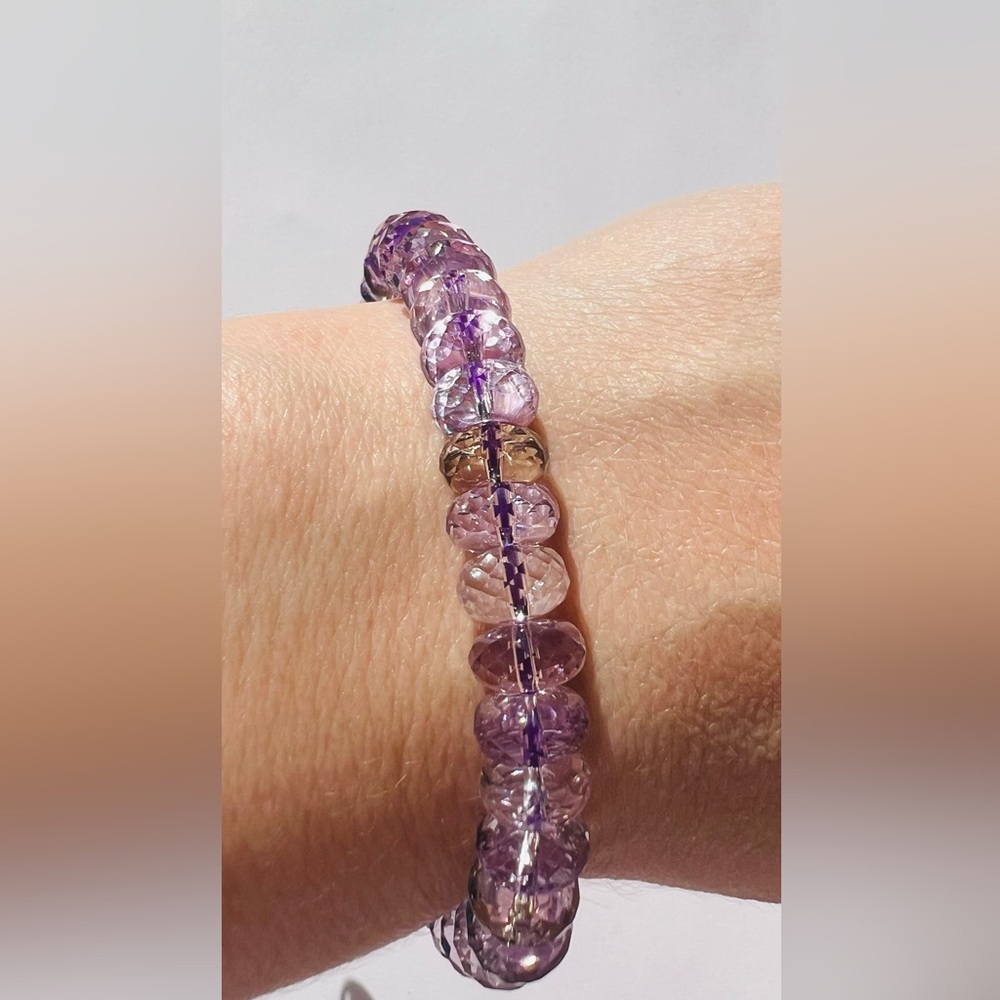 BAM53 Genuine 7.8mm-8.3mm Rondelle Bolivian Natural PASTEL Ametrine Bracelet